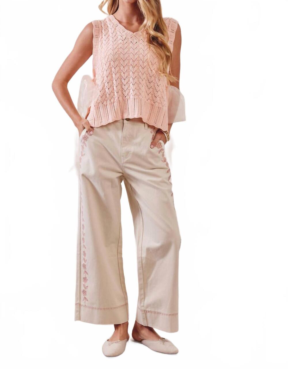 NEW LISTICLE pointelle knit ribbon-tie vest top in petal
